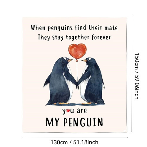 Pinguin-Plüschdecke, weiß, ultraweich, 127 x 152 cm 1