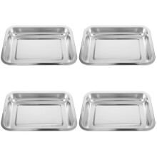 4pcs Stainless Steel Cat Litter Box for Big Cats, Small Stainless Steel Large Metal Cat Litter Box-Easy to Clean