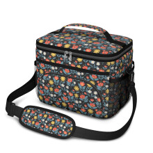 Sac à lunch isotherme à motif floral pour femmes et hommes – Étanche, bandoulière réglable, 25,4 x 17 x 20,3 cm, compatible avec les boîtes