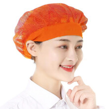Chef Hat Unisex Kitchen Hat Hotel Restaurant Cook Cap Good Breathability Hollow Mesh Solid Color Waiter Chef Work Cap Workshop Factory Hat,Orange