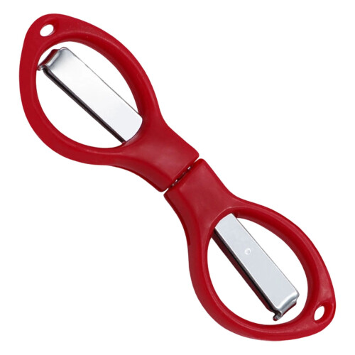 Red 6-Pack Stainless Steel Folding Scissors – Glasses Shape, Compact Safety Scissors Set, Multi-Purpose, Compatible with Sharp Blades 2
