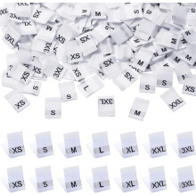 700pcs Woven Clothing Size Tags, XS-3XL (White), Compatible with Sewing & Garment Crafting