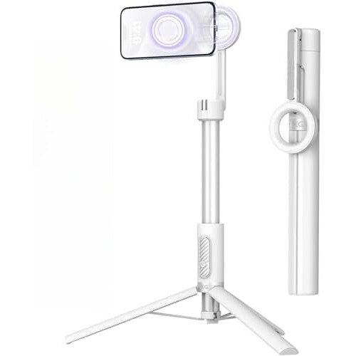 Treppiede magnetico per iPhone MagSafe - Asta per selfie da 64" con telecomando, supporto da viaggio per iPhone 17 Pro Max