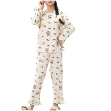 Barnpyjamas med katttryck och långärmat – Tvådelat sov- och loungekläder för pojkar och flickor, kompatibelt med barnstorlekar