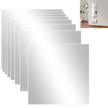 DAJAVE 8 Pcs Full Body Length Acrylic Mirror, 30x30cm Stick on Mirrors for Walls Self Adhesive Mirror Plastic Mirror Sheet for Home Workout Gym