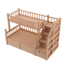 OUNONA Miniatur-Puppenhaus-Etagenbett in hellbrauner Holzoptik mit Aufbewahrungsschublade für 18 cm große Puppen und Zubehör