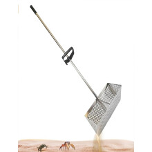 Sand Flea Rake Stainless Steel Beach Sand Sifter with 15.8 Inch Shark Tooth Wide Basket and Long Handle