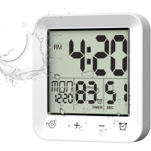 Relógio de chuveiro à prova d'água com temporizador e visor LCD.