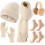 Conjunto de tricô feminino de inverno com 6 peças: gorro, cachecol e luvas. 1