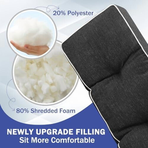 Benkpute 42 x 16 x 4 tommer strimlet polyesterskum 1