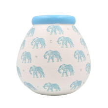 Pot of Dreams Blue Elephant Save And Smash Handcrafted White Color Ceramic Money Box Piggy Bank | Perfect Decorative Gift and Saving for Centrepiece