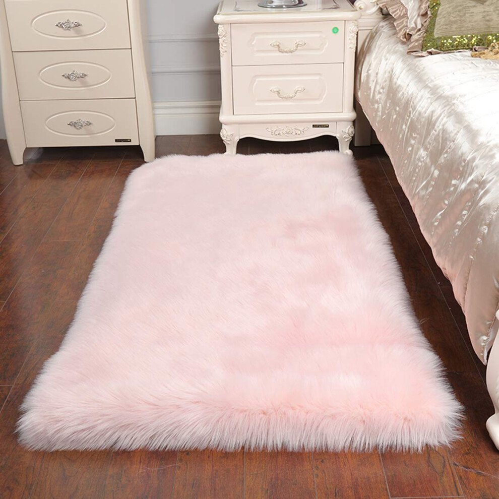 Super Soft Faux Area Rug For Living Room And Bedroom 23.6 X 35.4 Inch Pink Cumay