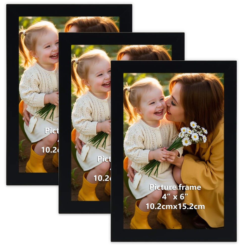 Hoikwo 6X4 Photo Frames Pack Of 3, Picture Frames 6X4 For Wall Or Tabletop Display, Horizontal & Vertical Orientation Black 5051222756072