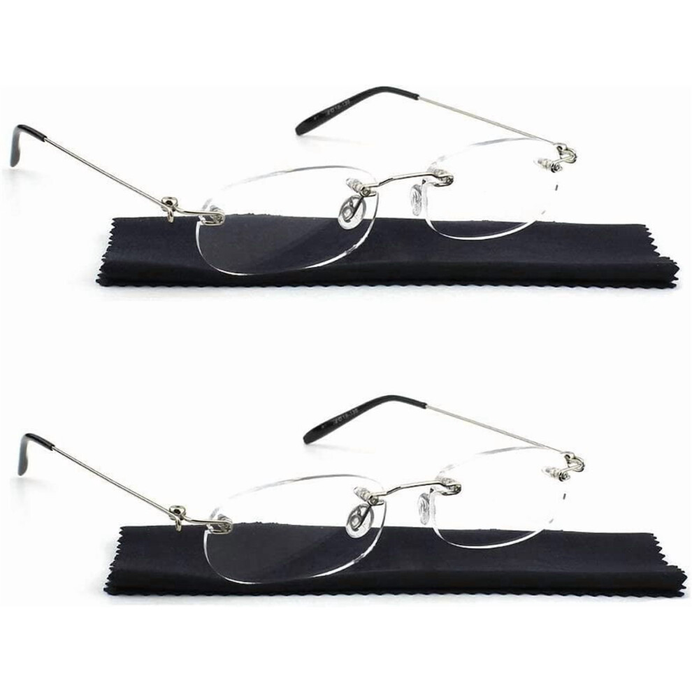 Reading Glasses Unisex Rimless +1.5 2 Pairs