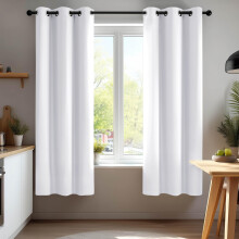 Deconovo White Curtains Thermal Insulated Room Darkening Eyelet Curtains for Girls Bedroom Silver Grey 42 x 63 Inch 2 Panels