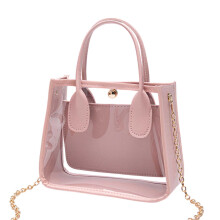Dames crossbodytas met transparante PVC- en kettingriem