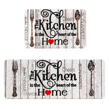 2-Piece Kitchen Rug Set with Non-Slip Runner & Washable Mats – Compatible with Kitchen, Hallway, Entryway, Laundry