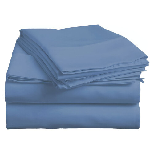 Egyptian Cotton Cal King Sheet Set Medium Blue 4-Pc