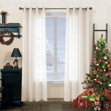 CUCRAF Net Curtains for Windows - Eyelet Curtains for Living Room & Bedroom, Voile Sheer Linen Curtains 90 drop pair, Wrinkle Resistant Solid Colour
