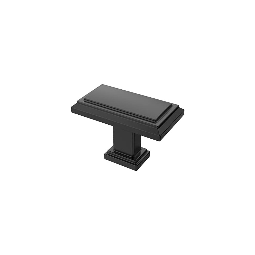 10 Pack Matte Black Cabinet Knobs, 1.3 Inch(32Mm) Kitchen Cabinet Hardware Rectangle Knob For Cupboard And Drawer Al6072mb 9405492738652