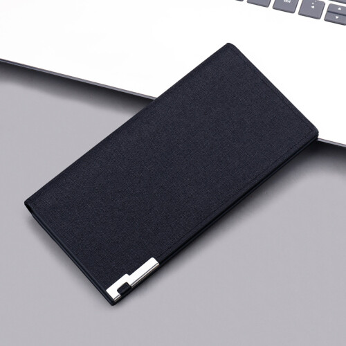 Bifold Slim Long Wallet for Men RFID-Blocking Leather Thin Card Holder with ID Window 1