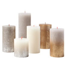 Bolsius Rustic Candle Gift Set - New Sparkle - Box of 6 Candles - Long Burning Time - Interior Decoration - Unscented - Smokeless - Includes Natural