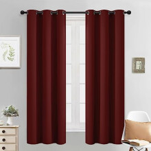 Blackout Curtains for Bedroom, Thermal Insulated Blackout Window Curtains with Grommet Top for Living Room- Burgundy Red- 38W x 63L -2 Panels