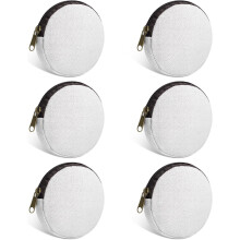 6-delige mini ronde make-uptas van katoen canvas met bodem, muntvakje met rits, toilettas en knutseltas (zwart, XS)