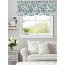 cantonnière vintage à motif floral ethnique aquarelle, passe-tringle, 60 x 18 pouces