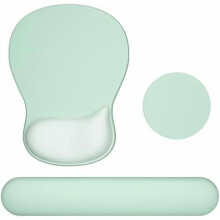 Håndleddsstøttesett for tastatur med ergonomisk musematte - 3-i-1 minneskumstøtte for smertelindring, kontor og spilling med underlag grønn