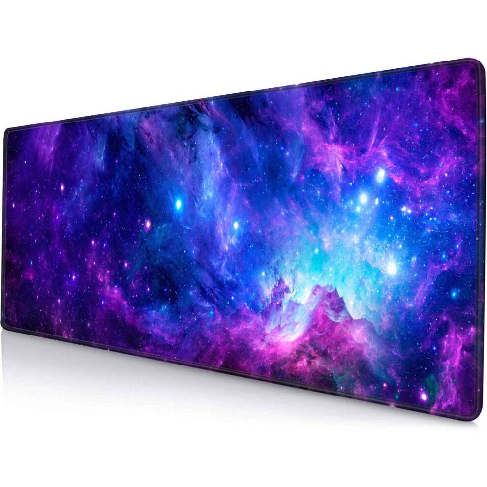 Galaxy Gaming Mouse Pad 31.5X11.8", Stitched Edges, Non-Slip Base – Compatible With All Mice & Keyboards Purple 9405492739239