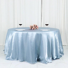 BalsaCircle132in Dusty Blue Satin Round Tablecloth Wedding Party Events Reception Catering Decorations Supplies