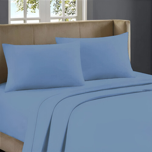 Egyptian Cotton Cal King Sheet Set Medium Blue 4-Pc 2
