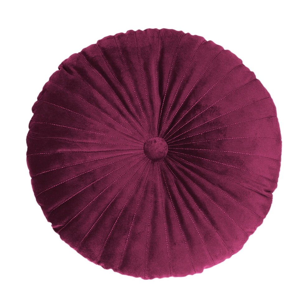 Velvet Round Throw Pillow Decorative Pleated Pumpkin Design With Center Button For Sofa Couch Vanity Chair Bed Fall Home Decor, 13.7 x 3.15 inches