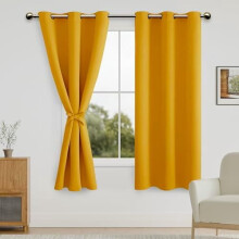Fall Blackout Curtains for Bedroom with Tiebacks – Room Darkening, Grommet Top, Pumpkin Orange, 42x72", Set of 2 Panels