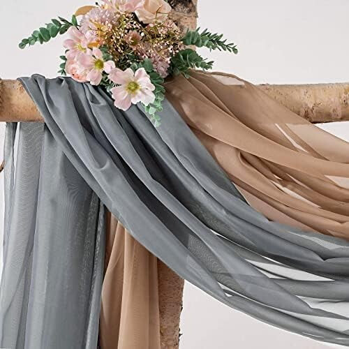 Διαφανές κασκόλ παραθύρου Voile Valance σκούρο γκρι 37x216 ίντσες 2