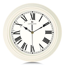 Lafocuse 12 Inch Silent Cream Kitchen Wall Clock Roman Numerals, Quartz Decorative Retro Wall Clocks for Living Room Modern Bedroom 30cm-Version 2.0