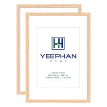 A4 OAK Photo Frame Natural Wood Color 21x30cm Picture Frames Set of 2 with Mount for A5(15x21cm) Picture/Certificate Frame with Perspex Front for Wall