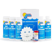 Kylpylä- ja poreammeiden huollon aloituspakkaus - Sisältää Shock Oxidizerin, pH Plus & Minus -aineen, Stain Awayn, vaahdonestoaineen,