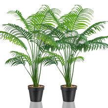 Lighterday Set of 2 Artificial Fake Plants Indoor Decorative Large Faux Plants Artificial Palm Tree Tall Plastic Plants for Office Home Indoor Outdoor