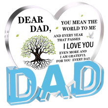 Gifts for Dad, Dad Christmas Gifts - Acrylic Heart Dad Plaque 3.9 ? 3.7 ? 0.4inch, Christmas Gifts for Dad from Daughter, Son, Dad Birthday Gifts,