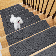 Fixmend Stair Treads Non Slip for Wooden Steps, 20.3 x 76 cm (15-Pack) Stair Runner Carpet Treads Indoor with Reusable Adhesive, Stair Carpets Rugs