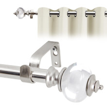 Deconovo Small Curtain Poles for Eyelet Curtains 76-122cm with Brackets and Translucent Finials, Strong Extendable Curtain Poles, Silver