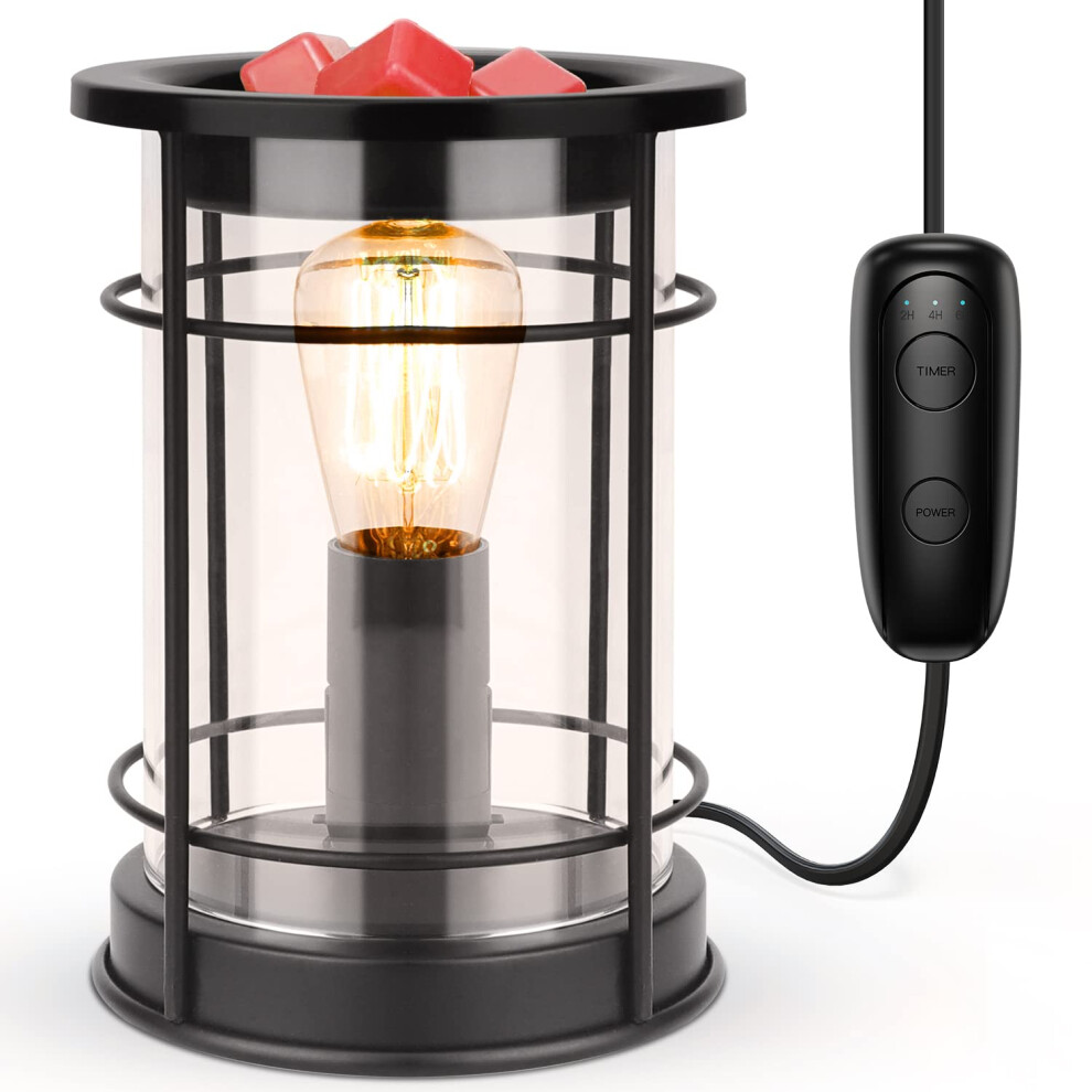 Salubrito Electric Wax Melt Burners With Timer, Metal Glass Wax Burners For Wax Melts, Wax Melter With 40W Edison Bulb For Home