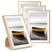 Baoee 4x6 Oak white Picture Frame,Set of 4,photo frame with acrylic glass,Poster Frame