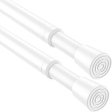 Zipglo 2pcs Tension Rods for Curtains 67-97cm, White Spring Loaded Curtain Rods Extendable Tension Curtain Pole?Net Curtain Rod No Drill Adjustable
