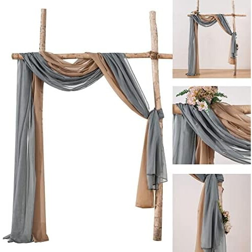 Διαφανές κασκόλ παραθύρου Voile Valance σκούρο γκρι 37x216 ίντσες 1