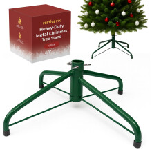 Festive Fix Metal Christmas Tree Stand 22x40cm ? Heavy-Duty Foldable Base with Adjustable Screws, Sturdy Support for 4ft?6ft Artificial Trees ?