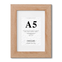 Fabian Clarke London? A5 Modern Oak Wooden Picture Photo Frame with White A6 Mount to Hang Portrait or Landscape