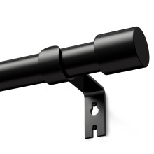 Black Curtain Poles for Eyelet Curtains Metal Extendable Curtain Rod Adjustable Voile Curtain Poles for Windows Door (Black, 76 to 152cm)